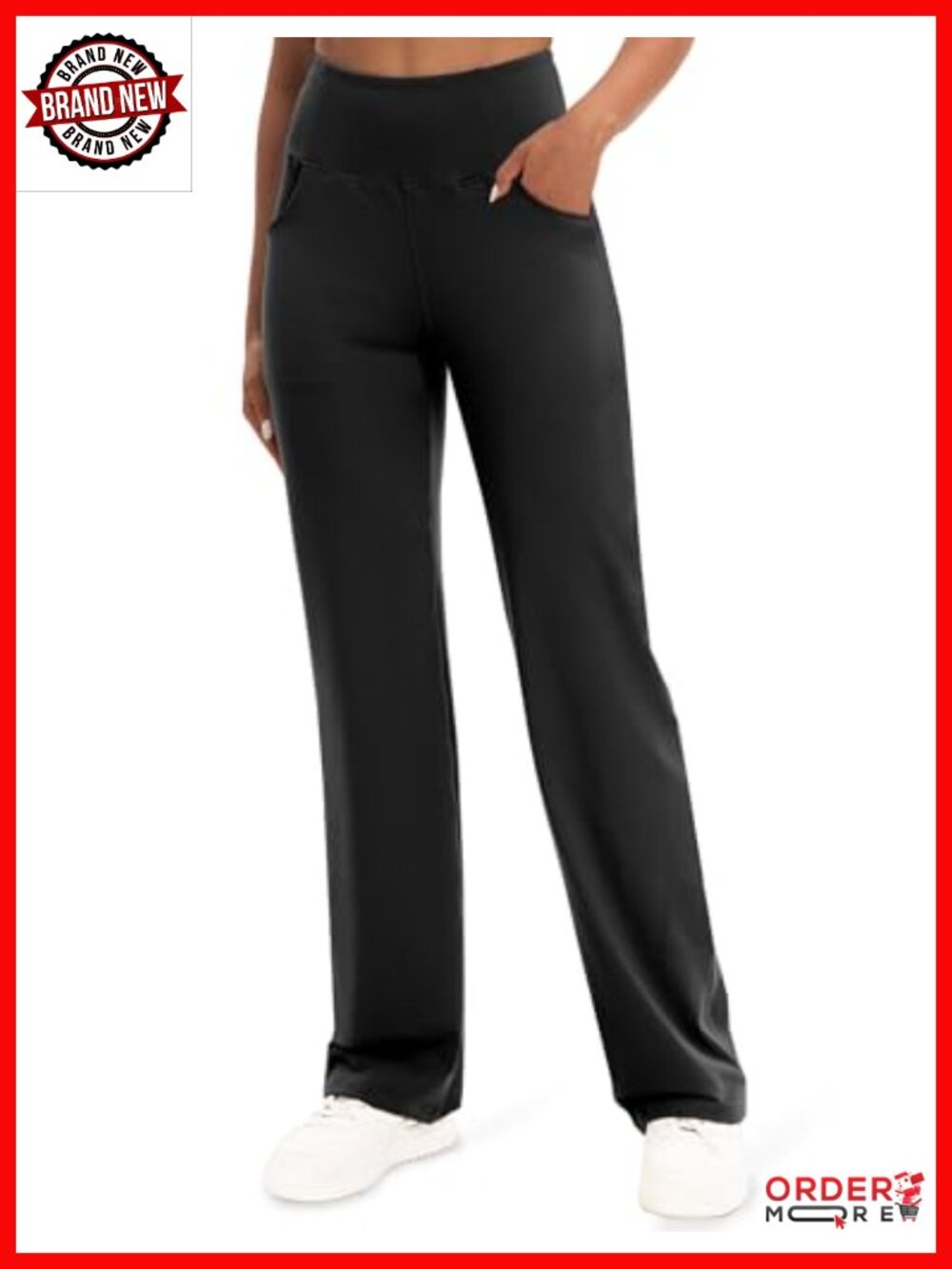 High-Waist Wide Leg Yoga Pants with Pockets & Tummy Control